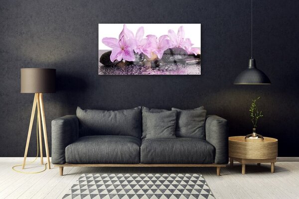 Quadro vetro Fiori Ninfea Rosa Acqua 100x50 cm 2 appendini