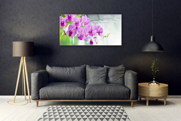 Quadro in vetro Orchidee gocce di natura 100x50 cm 2 appendini