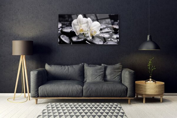 Quadro vetro Spa Zen White Orchid 100x50 cm 2 appendini