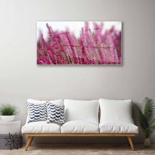 Quadro vetro Fiori Prato Natura Pianta 100x50 cm 2 appendini
