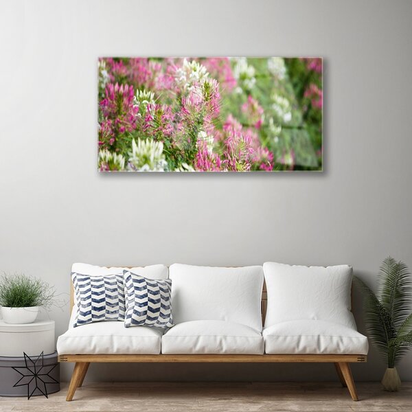 Quadro in vetro Campo Fiori Prato Natura 100x50 cm 2 appendini