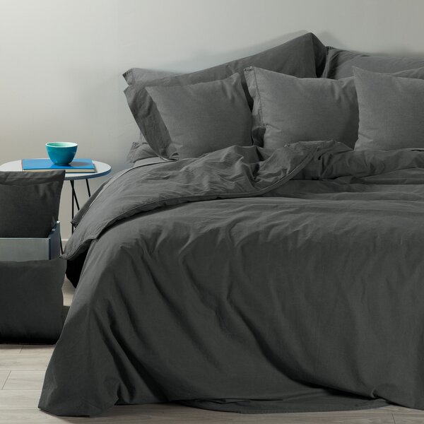 Copripiumino Con Federe In Cotone Vintage Singolo Caleffi Home Ragazzo Antracite Caleffi