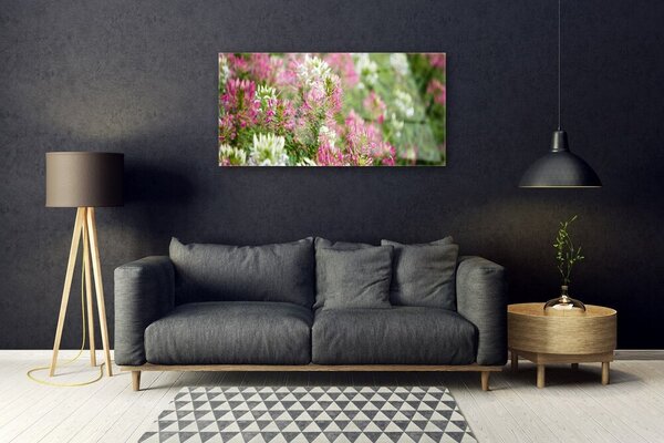 Quadro in vetro Campo Fiori Prato Natura 100x50 cm 2 appendini