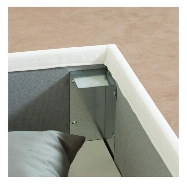 Letto con Testata a scelta giroletto, contenitore o con rete a doghe Tessuto Idrorepellente Bianco 80x190 Singolo standard / Rete a Doghe