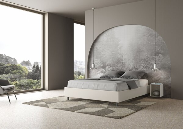 Letto Sommier Similpelle Bianco – Giroletto, Contenitore o con Rete | AZALEA 80x190 Singolo standard / Senza Rete