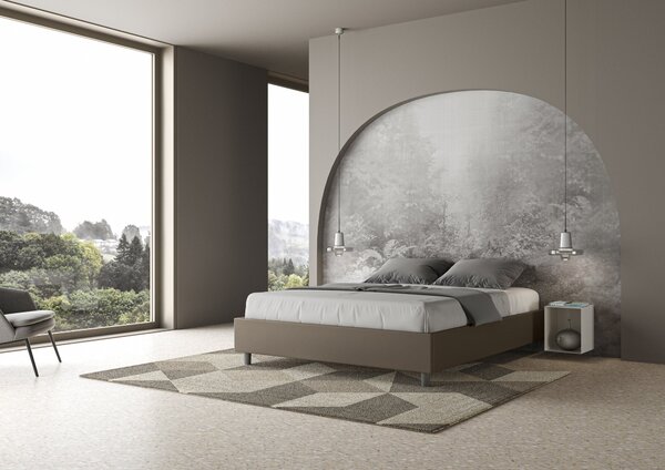 Letto Sommier Similpelle Cappuccino – Giroletto, Contenitore o con Rete | AZALEA 80x190 Singolo standard / Senza Rete