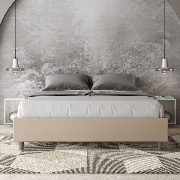 Letto Sommier Similpelle Tortora – Giroletto, Contenitore o con Rete | AZALEA 80x190 Singolo standard / Senza Rete