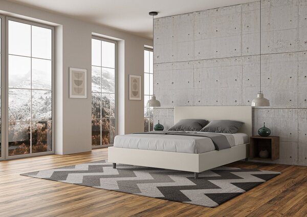 Letto con Testata a scelta giroletto, contenitore o con rete a doghe Tessuto Idrorepellente Bianco 80x190 Singolo standard / Rete a Doghe