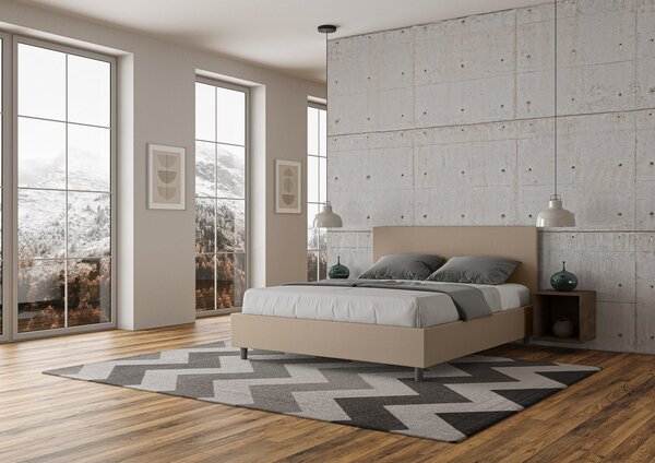 Letto con Testata Tessuto Idrorepellente Tortora – Giroletto, Contenitore o con Rete | ADELIA 80x190 Singolo standard / Senza Rete