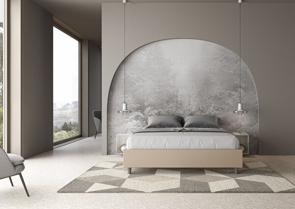 Letto Sommier Similpelle Tortora – Giroletto, Contenitore o con Rete | AZALEA 80x190 Singolo standard / Senza Rete