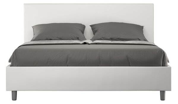 Letto con Testata a scelta giroletto, contenitore o con rete a doghe Tessuto Idrorepellente Bianco 80x190 Singolo standard / Rete a Doghe