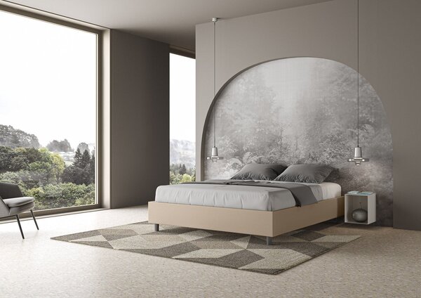 Letto Sommier Similpelle Tortora – Giroletto, Contenitore o con Rete | AZALEA 80x190 Singolo standard / Senza Rete