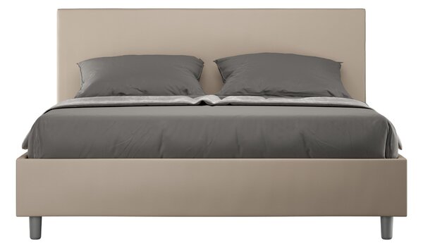 Letto con Testata Tessuto Idrorepellente Tortora – Giroletto, Contenitore o con Rete | ADELIA 80x190 Singolo standard / Senza Rete