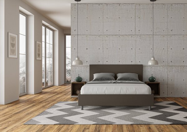 Letto con Testata a scelta giroletto, contenitore o con rete a doghe Tessuto Idrorepellente Cappuccino 80x190 Singolo standard / Senza Rete