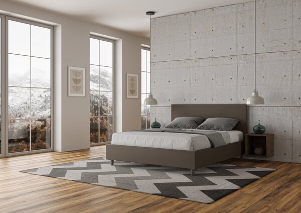 Letto con Testata a scelta giroletto, contenitore o con rete a doghe Tessuto Idrorepellente Cappuccino 80x190 Singolo standard / Senza Rete