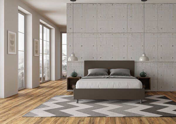 Letto con Testata a scelta giroletto, contenitore o con rete a doghe Tessuto Idrorepellente Cappuccino 80x190 Singolo standard / Senza Rete