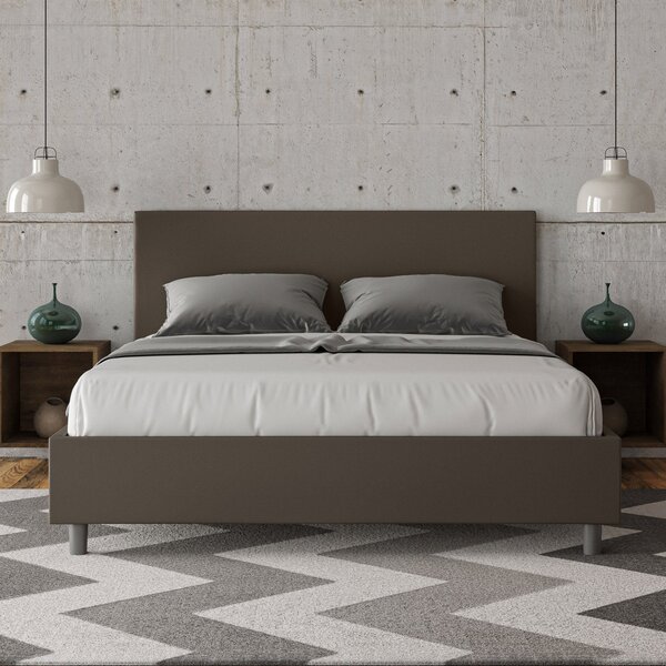 Letto con Testata a scelta giroletto, contenitore o con rete a doghe Tessuto Idrorepellente Cappuccino 80x190 Singolo standard / Senza Rete