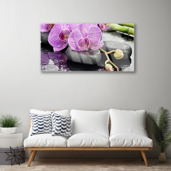 Quadro in vetro Spa Zen Orchid 100x50 cm 2 appendini