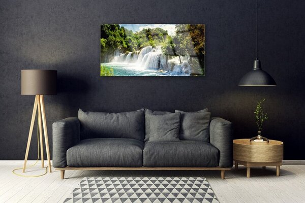 Quadro vetro Cascata Natura Foresta 100x50 cm 2 appendini