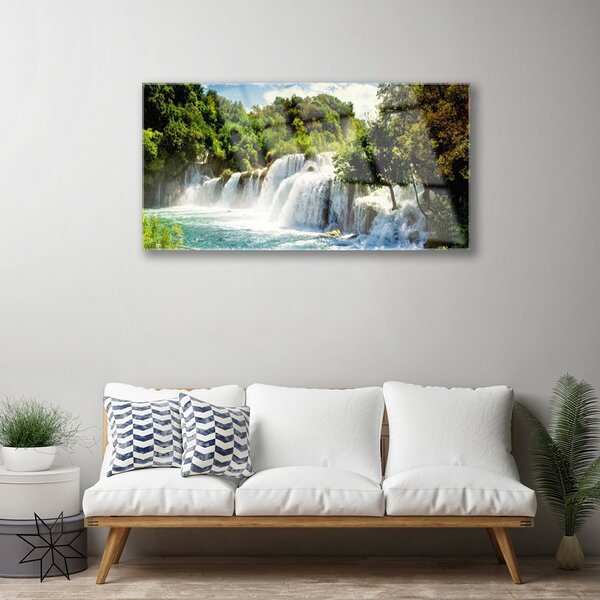 Quadro vetro Cascata Natura Foresta 100x50 cm 2 appendini