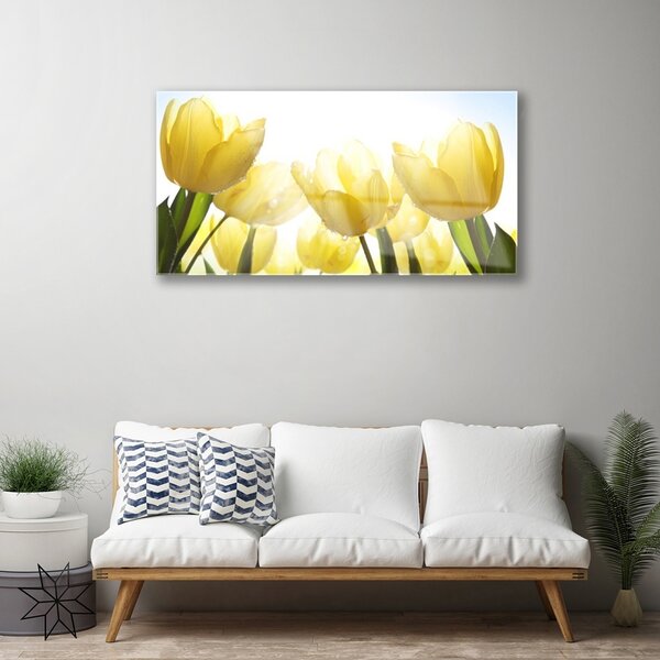 Quadro in vetro Tulipani Fiori radiosi 100x50 cm 2 appendini