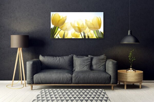 Quadro in vetro Tulipani Fiori radiosi 100x50 cm 2 appendini