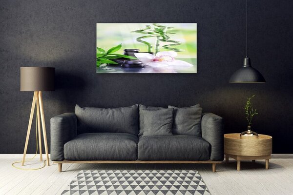 Quadro in vetro Orchidea Bambù Zen Spa 100x50 cm 2 appendini