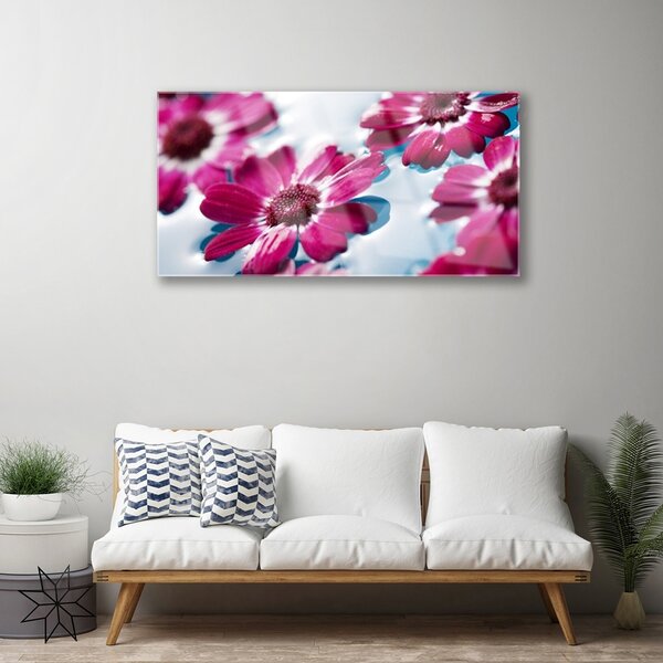 Quadro di vetro Fiori sull'acqua della natura 100x50 cm 2 appendini