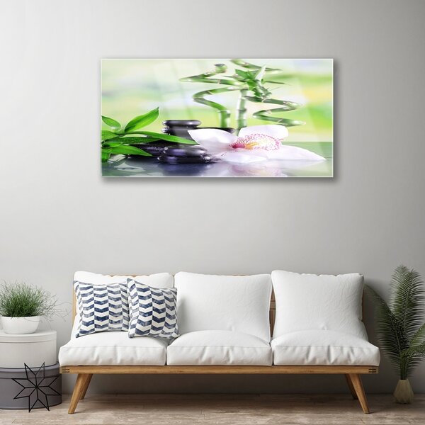 Quadro in vetro Orchidea Bambù Zen Spa 100x50 cm 2 appendini