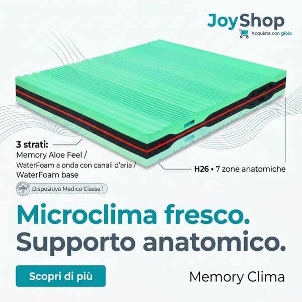 Materasso Climatizzato in Memory H26 Anatomico e Tessuto tecnico anallergico - CLIMA MEMORY 80x190 Singolo standard