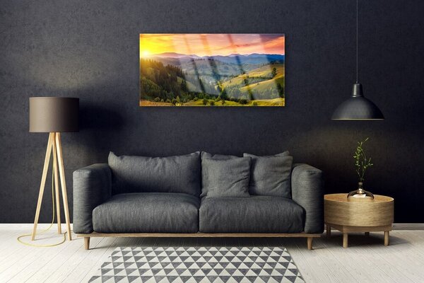 Quadro in vetro Paesaggio Prato Ovest 100x50 cm 2 appendini