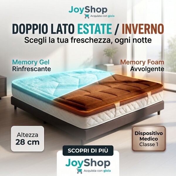 Materasso Rinfrescante in Memory gel H28 Anatomico Estate e Inverno - CONFORTPIU 140x200