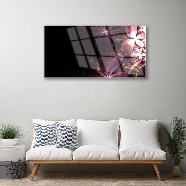 Quadro vetro Arte astratta dei fiori 100x50 cm 2 appendini