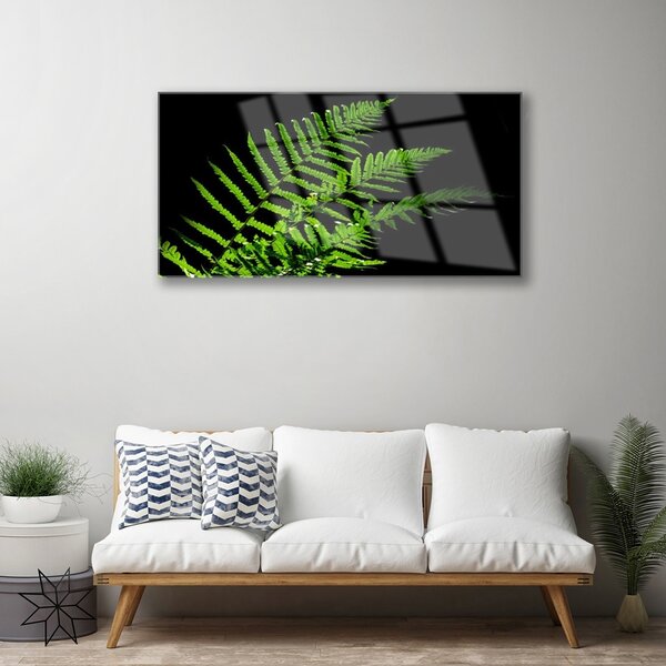 Quadro in vetro Foglia di felce 100x50 cm 2 appendini