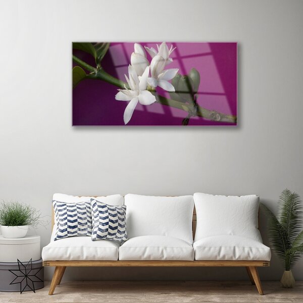 Quadro in vetro Fiori Steli Natura Pianta 100x50 cm 2 appendini