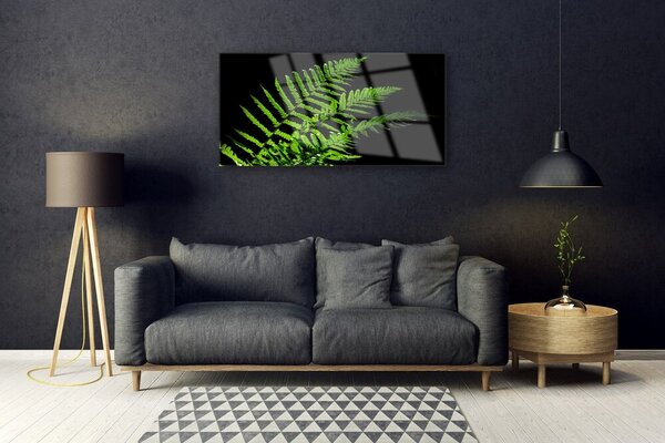 Quadro in vetro Foglia di felce 100x50 cm 2 appendini