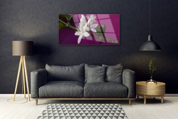 Quadro in vetro Fiori Steli Natura Pianta 100x50 cm 2 appendini
