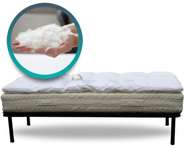 Topper correggi materasso termoregolatore in piuma oca 20% Piumino 80% Piumetta 600 GR/MQ 160x200 cm 160x200