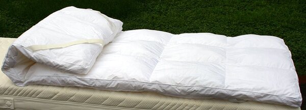 Topper correggi materasso termoregolatore in piuma oca 20% Piumino 80% Piumetta 600 GR/MQ 160x200 cm 160x200