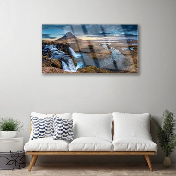 Quadro in vetro Cascata fiume paesaggio 100x50 cm 2 appendini