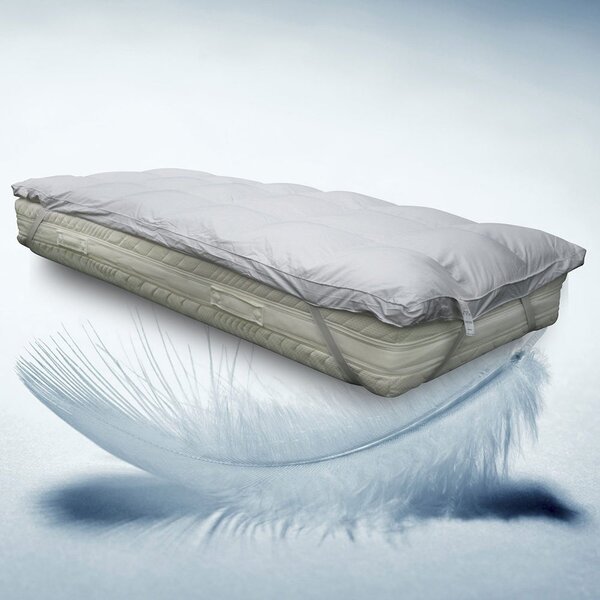 Topper correggi materasso termoregolatore in piuma oca 20% Piumino 80% Piumetta 600 GR/MQ 160x200 cm 160x200