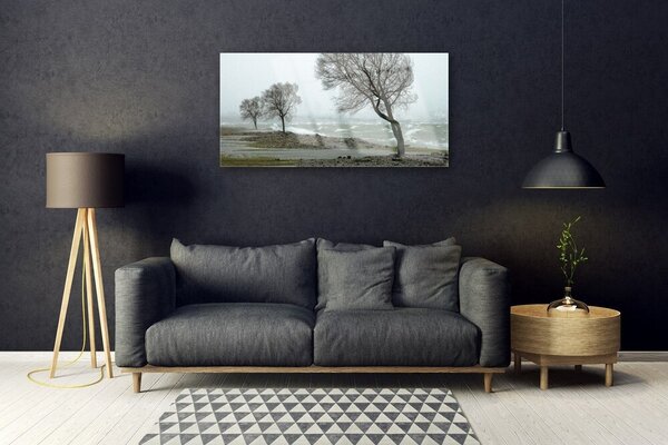 Quadro in vetro Onde del mare in tempesta 100x50 cm 2 appendini