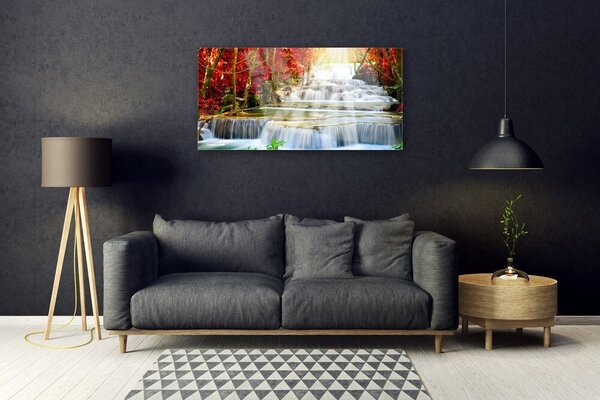 Quadro in vetro Cascata Natura Foresta 100x50 cm 2 appendini
