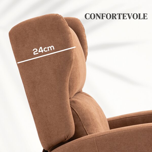 HOMCOM Poltrona Relax Alzapersona in Velluto con Schienale Reclinabile a 160° con Telecomando, Marrone Scuro