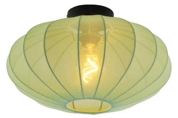 Lampada da soffitto Japandi verde con paralume in tessuto - Bida