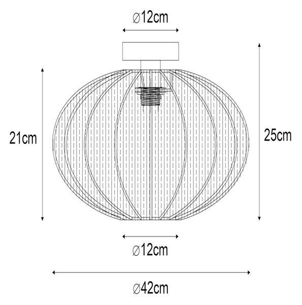 Lampada da soffitto Japandi verde con paralume in tessuto - Bida