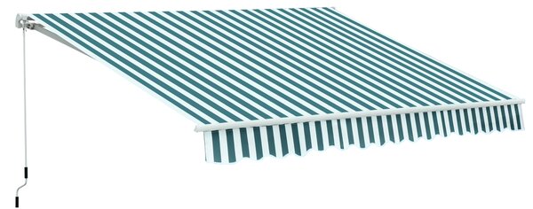 Outsunny Tenda da Sole a Bracci per Esterno con Manovella, in Metallo e Poliestere, 295x250 cm, Verde e Bianco | Aosom Italy