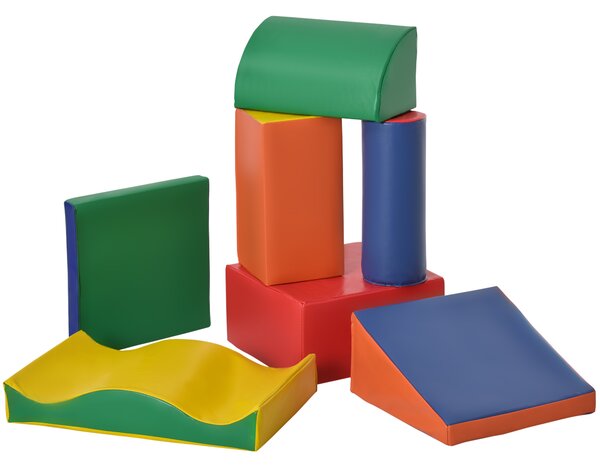 HOMCOM Set 7 Blocchi di Costruzioni Morbide per Bambini da 1-3 Anni per Casa e Scuola, Multicolore