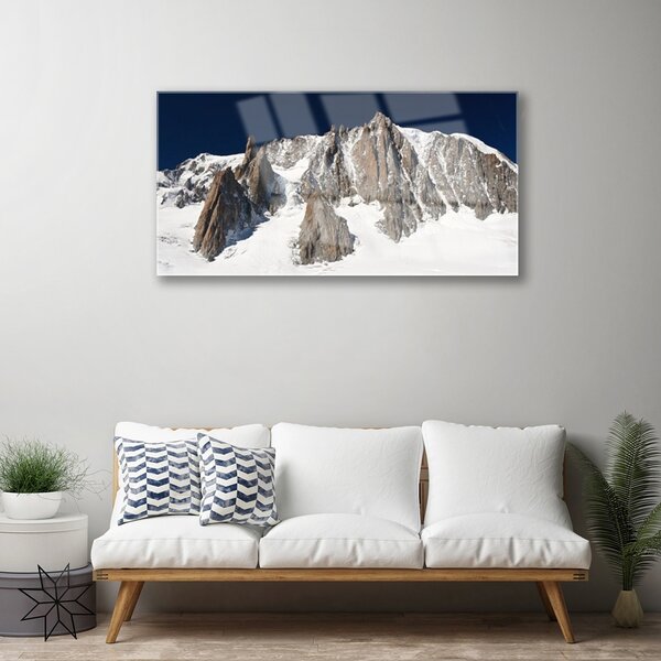Quadro su vetro Cime innevate 100x50 cm 2 appendini