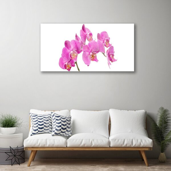 Quadro su vetro Orchidea Fiori della natura 100x50 cm 2 appendini
